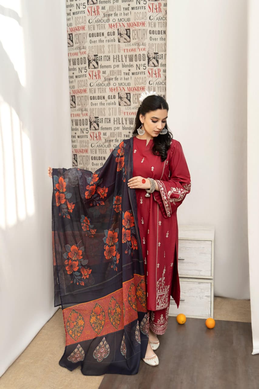 LAWN 3PC EMBROIDERED 003