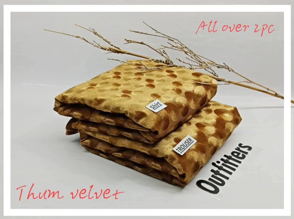 2pc Elegant Velvet pluchi Winter Collection  D-7502